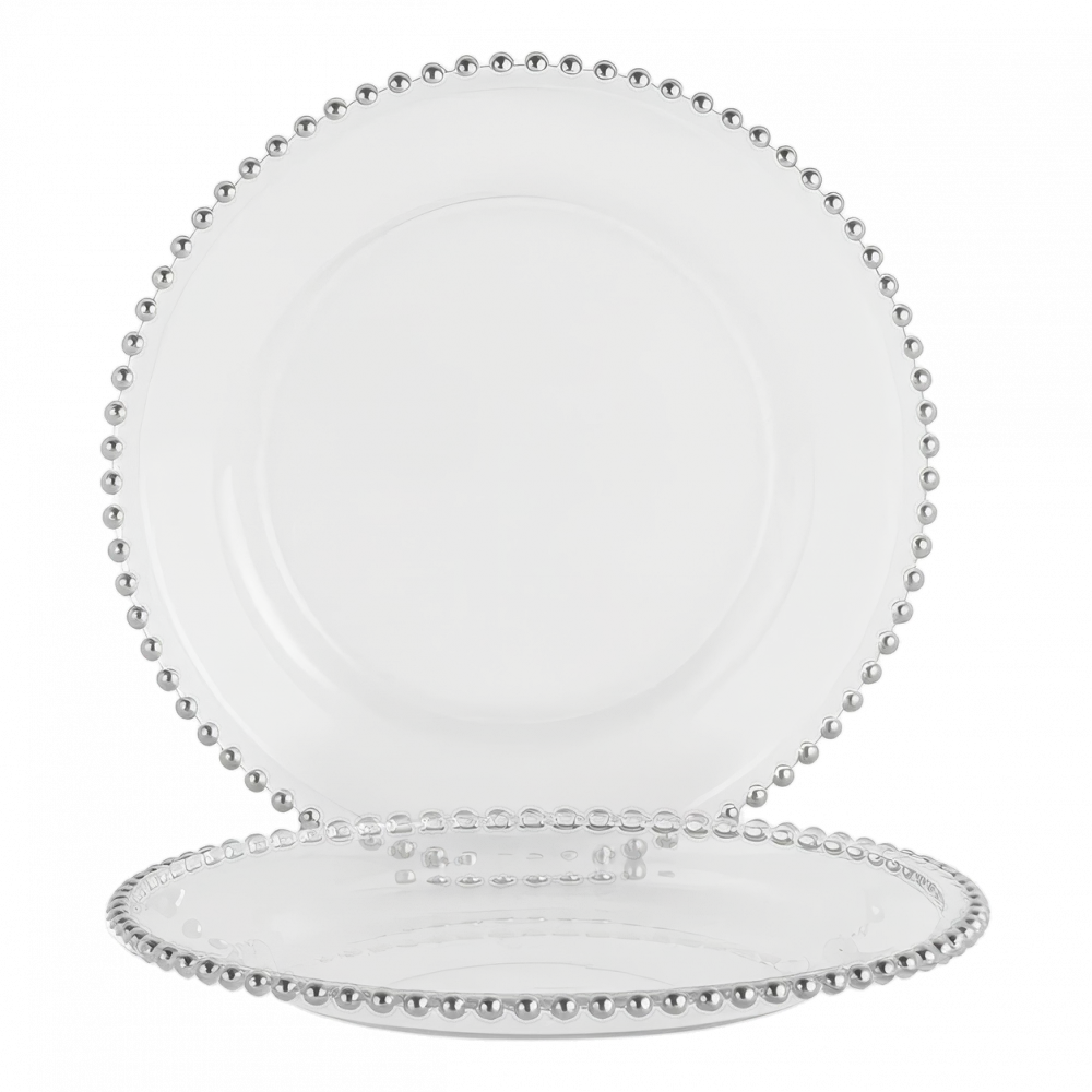 Silver Beaded Charger Plate Hire