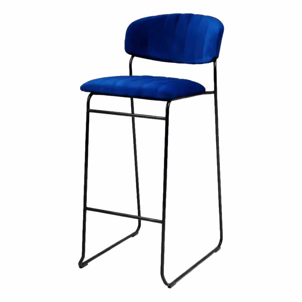 Blue Velvet Cushion Stool
