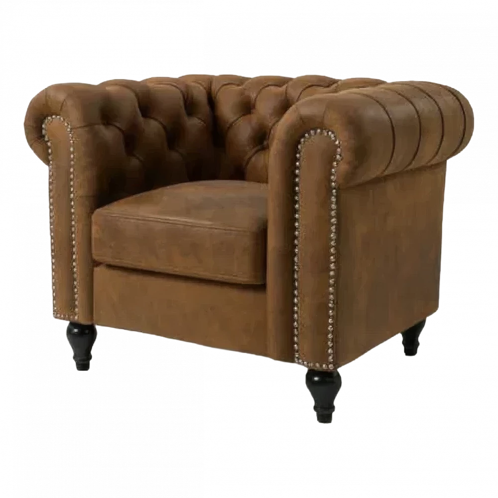 Brown Suede Chesterfield Armchair