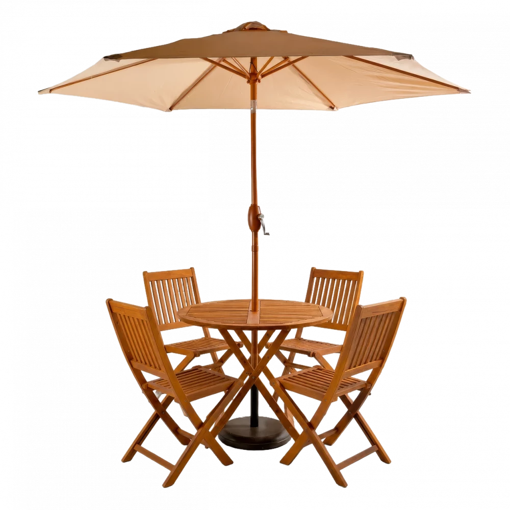Teak Garden Umbrella And Base